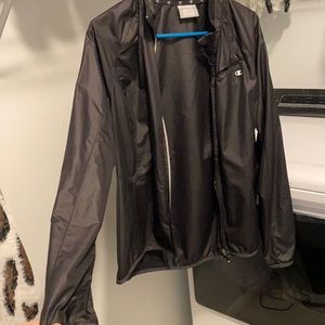 Windbreaker type sweater/ jacket. good for a fall walk. very thin.